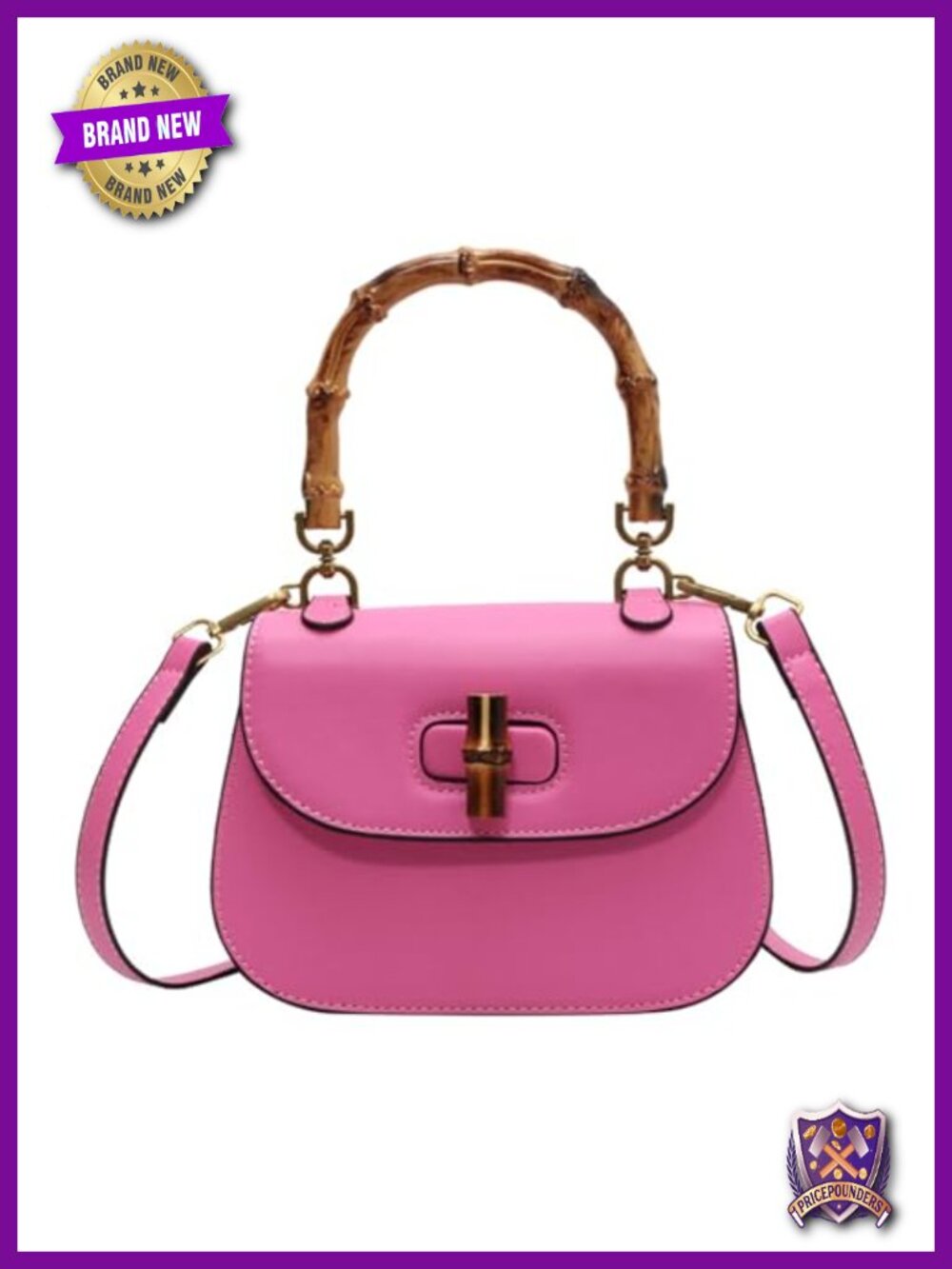 Women's Bamboo Top Handle Satchel Crossbody Bag Leather Shoulder Purse